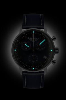 Preview: Bauhaus Herrenuhr Quarz Chronograph mit Lederarmband